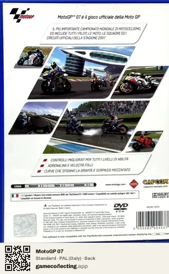 MotoGP 07 PlayStation 2, Italy box back