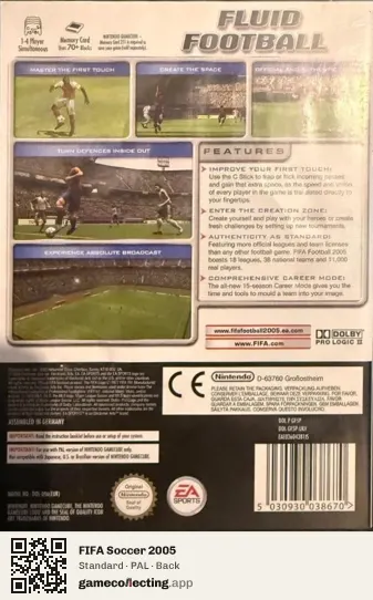 FIFA Soccer 2005 Nintendo GameCube, PAL box back