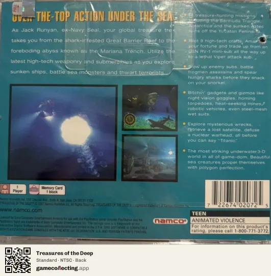 Treasures of the Deep PlayStation, NTSC box back