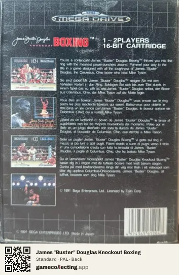 James "Buster" Douglas Knockout Boxing Sega Mega Drive / Genesis, PAL box back