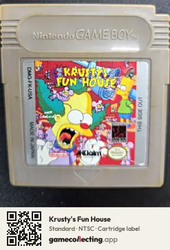 Krusty's Fun House Game Boy, NTSC cartridge label