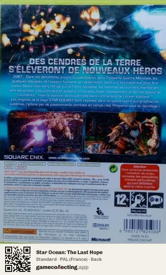 Star Ocean: The Last Hope Xbox 360, France box back