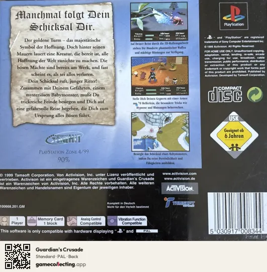 Guardian's Crusade PlayStation, PAL box back