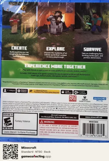 Minecraft PlayStation 5, NTSC box back