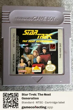 Star Trek: The Next Generation Game Boy, NTSC cartridge label