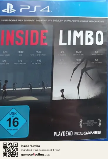 Inside / Limbo PlayStation 4, Germany box front