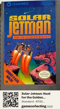 Solar Jetman: Hunt for the Golden Warpship Nintendo Entertainment System, NTSC cartridge label