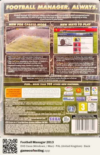 Football Manager 2013 Computer, United Kingdom box back