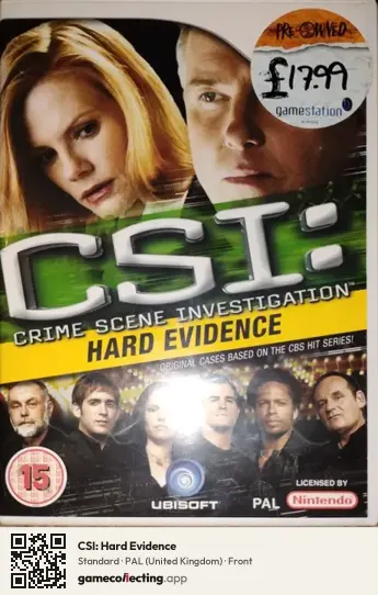 CSI: Hard Evidence Nintendo Wii, United Kingdom box front