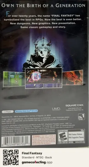 Final Fantasy PlayStation Portable, NTSC box back
