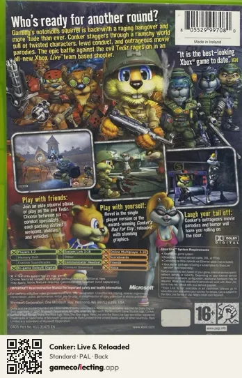 Conker: Live & Reloaded Xbox, PAL box back