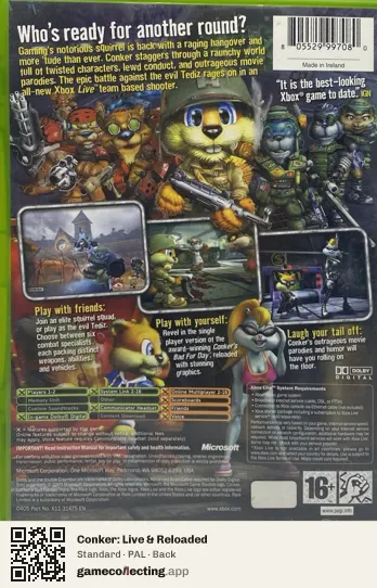 Conker: Live & Reloaded Xbox, PAL box back