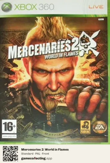 Mercenaries 2: World in Flames Xbox 360, PAL box front