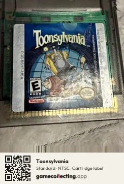 Toonsylvania Game Boy Color, NTSC cartridge label