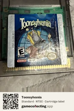 Toonsylvania Game Boy Color, NTSC cartridge label