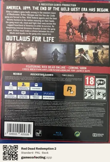 Red Dead Redemption 2 PlayStation 4, PAL box back