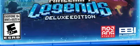Minecraft Legends, the ESRB box on its front