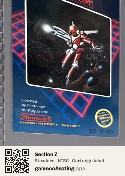 Section Z Nintendo Entertainment System, NTSC cartridge label