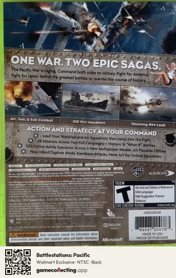 Battlestations: Pacific Xbox 360, NTSC box back