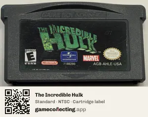 The Incredible Hulk Game Boy Advance, NTSC cartridge label
