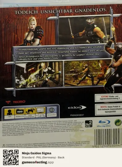 Ninja Gaiden Sigma PlayStation 3, Germany box back