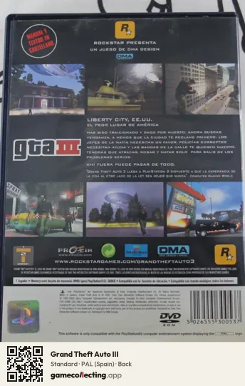Grand Theft Auto III PlayStation 2, Spain box back