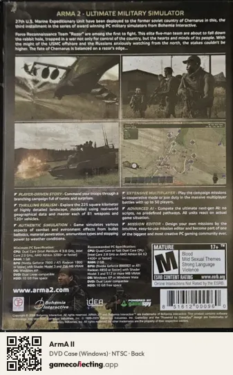 ArmA II Computer, NTSC box back
