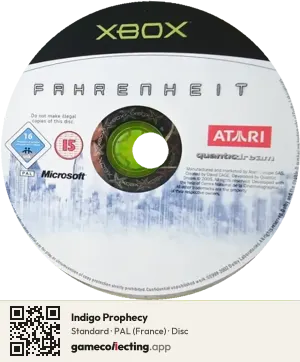 Indigo Prophecy Xbox, PAL disc