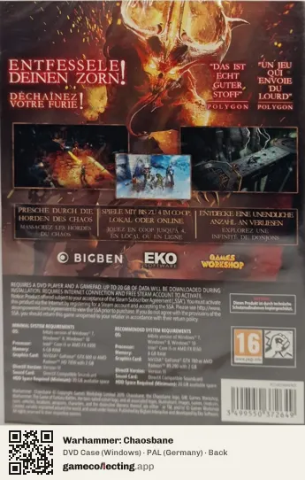 Warhammer: Chaosbane Computer, Germany box back