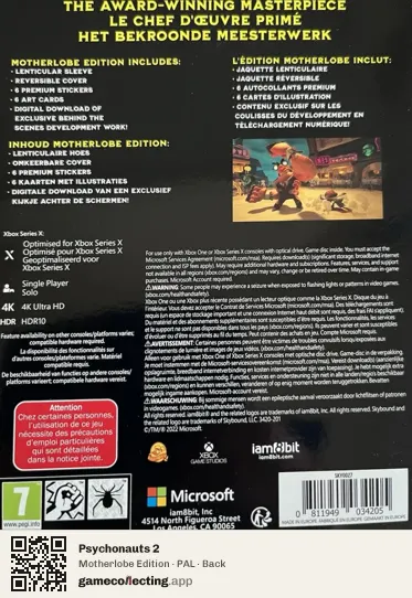 Psychonauts 2 Xbox Series X, PAL box back