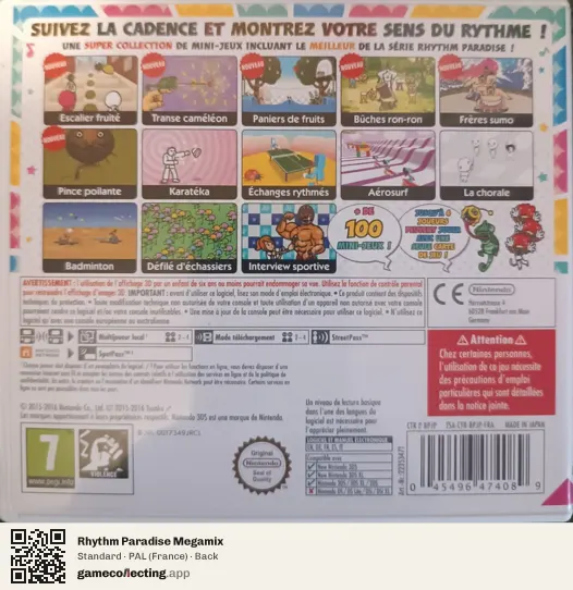 Rhythm Paradise Megamix Nintendo 3DS, France box back