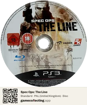 Spec Ops: The Line PlayStation 3, PAL disc