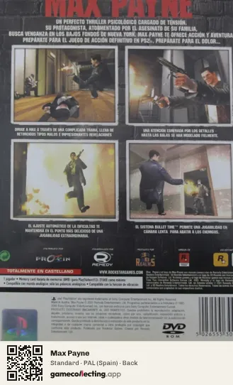 Max Payne PlayStation 2, Spain box back