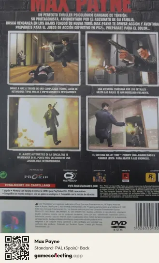 Max Payne PlayStation 2, Spain box back