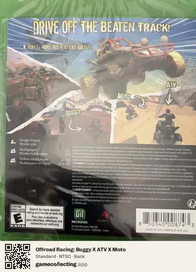 Offroad Racing: Buggy X ATV X Moto Xbox One, NTSC box back
