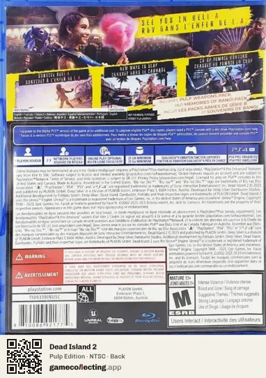 Dead Island 2 PlayStation 4, NTSC box back