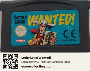 Lucky Luke: Wanted! Game Boy Advance, PAL cartridge label