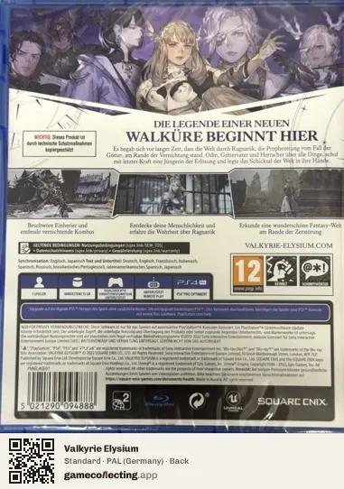 Valkyrie Elysium PlayStation 4, Germany box back