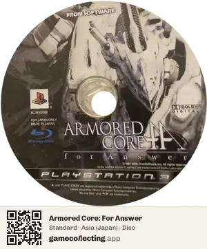 Armored Core: For Answer PlayStation 3, Asia disc
