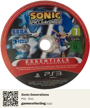 Sonic Generations PlayStation 3, PAL disc