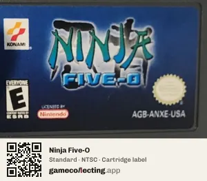 Ninja Five-O Game Boy Advance, NTSC cartridge label