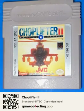 Choplifter II Game Boy, NTSC cartridge label