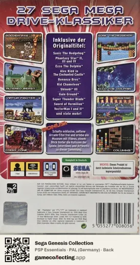 Sega Genesis Collection PlayStation Portable, Germany box back
