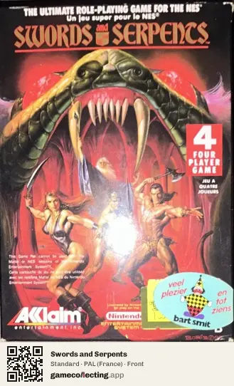 Swords and Serpents Nintendo Entertainment System, France box front