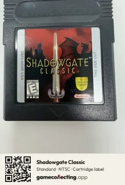 Shadowgate Classic Game Boy Color, NTSC cartridge label