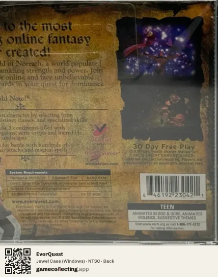 EverQuest Computer, NTSC box back