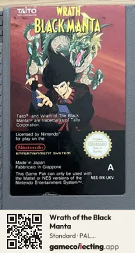 Wrath of the Black Manta Nintendo Entertainment System, PAL cartridge label