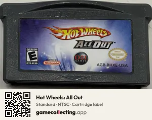 Hot Wheels: All Out Game Boy Advance, NTSC cartridge label