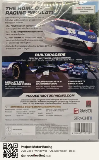 Project Motor Racing Computer, Germany box back
