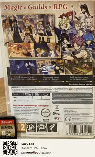 Fairy Tail Nintendo Switch, PAL box back
